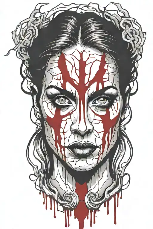 Bloody Face Woman Outline