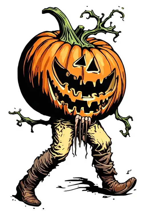 Pumpkin Walking Hand In Hand