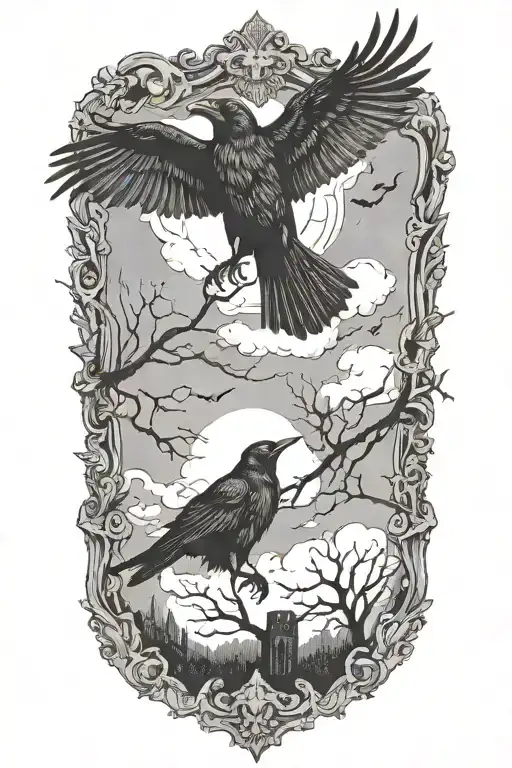 Evil Gothic Crow Flying