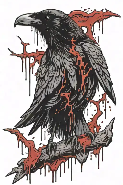 Raven Dripping With Blood