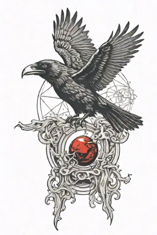 A Gothic Raven Flying And Holding A Bloody Eyeball
