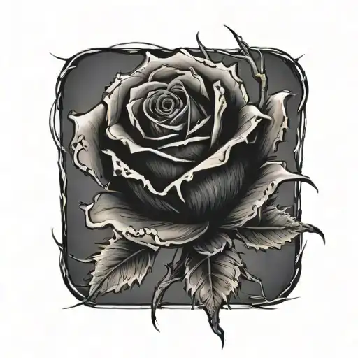 Creepy Black Rose With Thorny Stem
