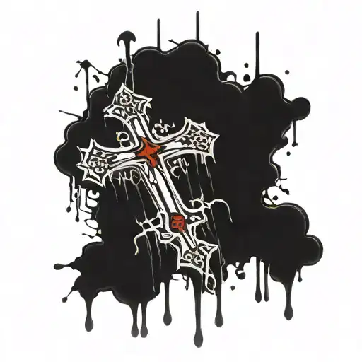 Creepy Gothic Cross Dripping With Blood