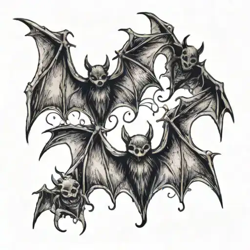 Three Small Creepy Bats