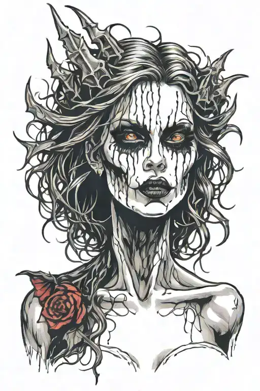 Gothic Black Metal Nude Female Vampire