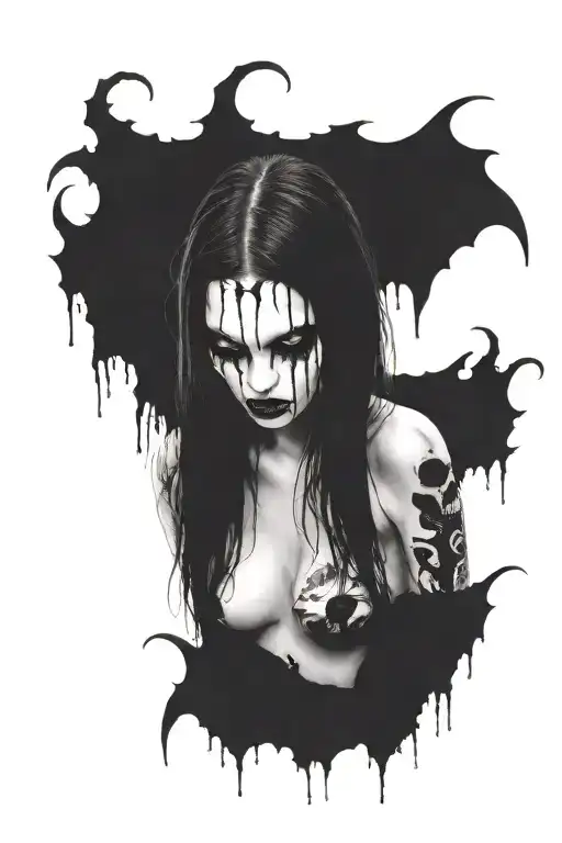 Gothic Black Metal Nude Female Vampire