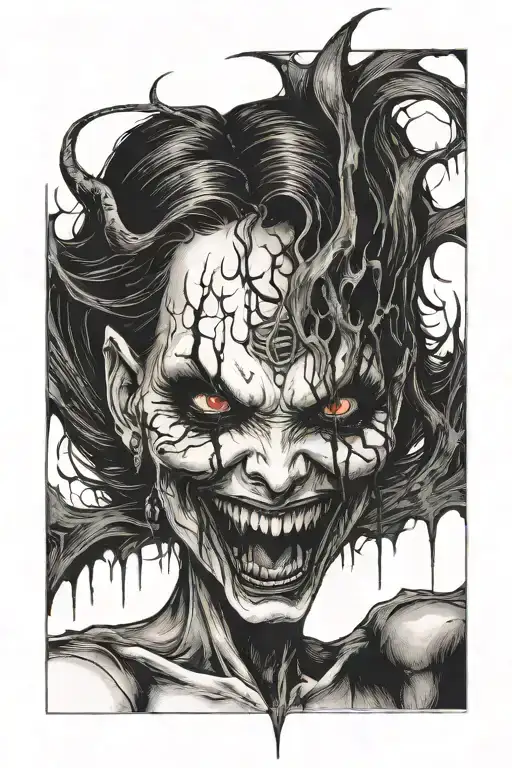 Gothic Black Metal Nude Female Vampire With Fangs