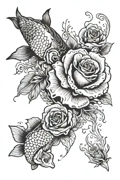 Rose And Koi Fish Transforming