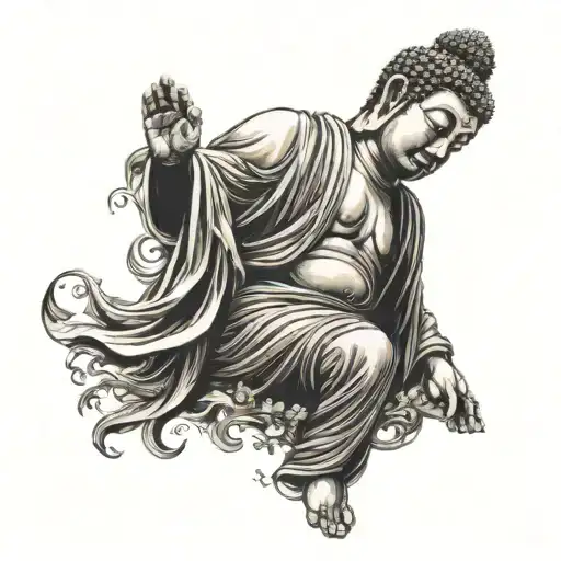 Buddha Standing Side Angle Wears A Virtual