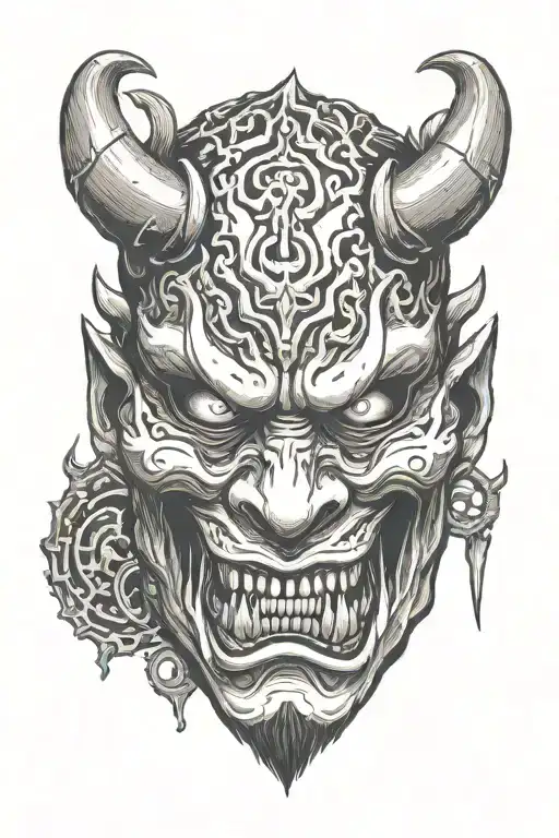 Oni Demon Mask With Blood