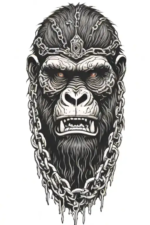 Gorilla Breaking Out Of Chain