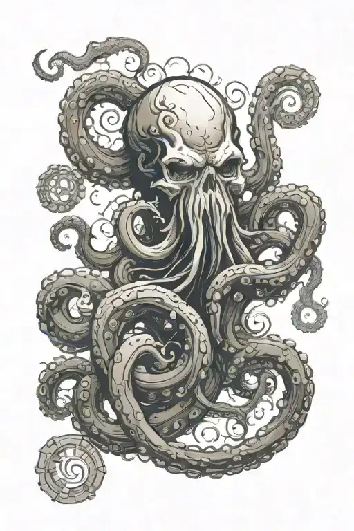 Kraken Whit Skulls