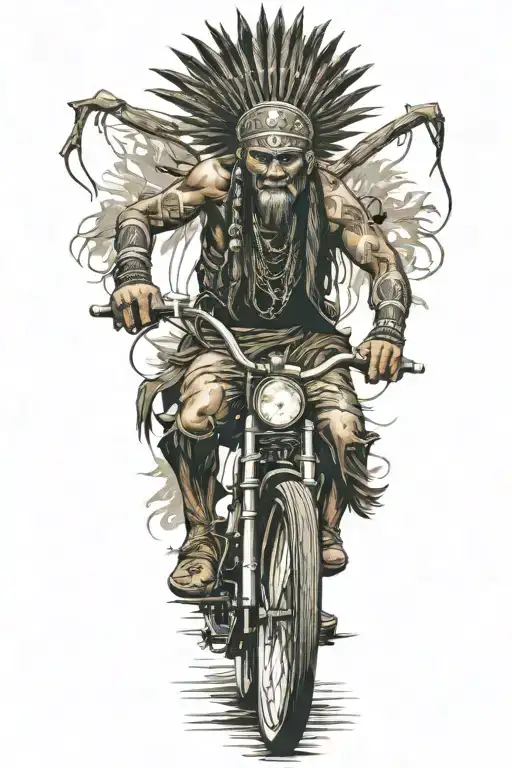 Indian Warrior Riding Bicycle