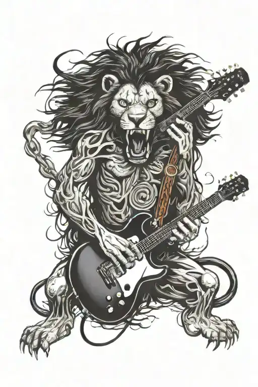 Lion Play On Electric Guitar