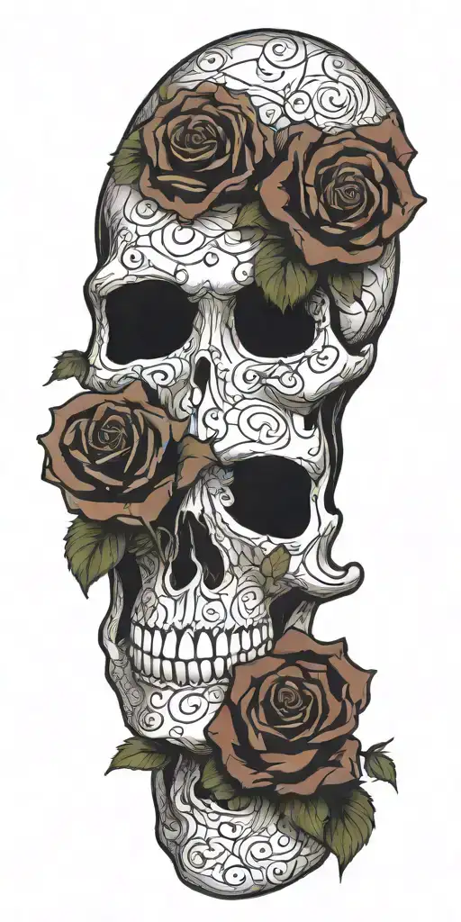 Skull With Roses Tangled