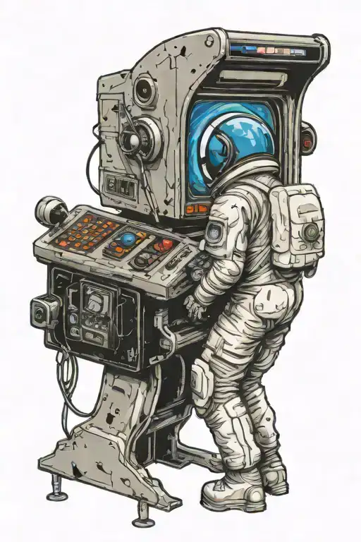 Astronaut Playing An Arcade Cabinet