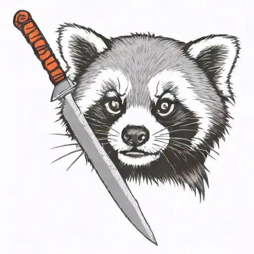 Red Panda Holding A Knife