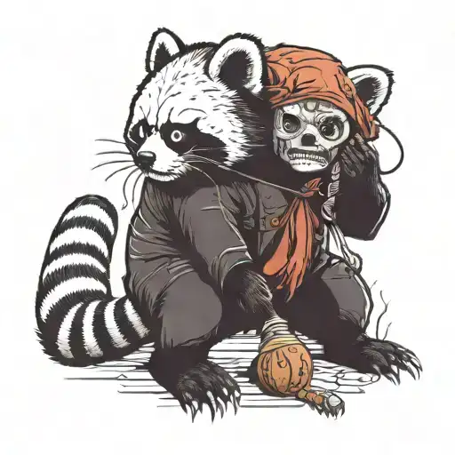 Red Panda Wearing Jason Mask