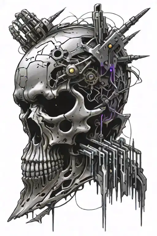 Cyberpunk Skull Side With Claws Emerging