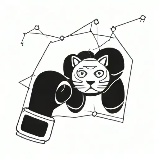 Geometric Tiger Head Boxing Gloves And Celestial Lines