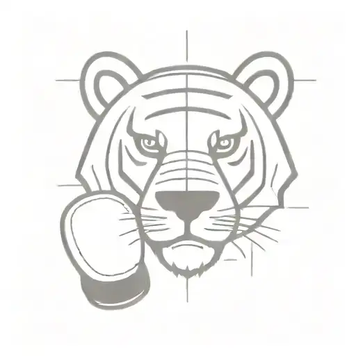 Geometric Tiger Head Boxing Gloves And Celestial Lines