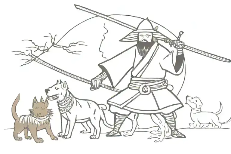 Samurai With Dogs