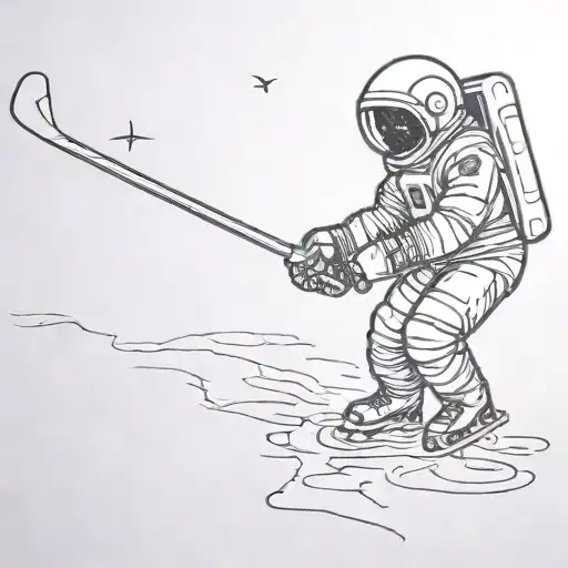 Astronaut Playing Hockey