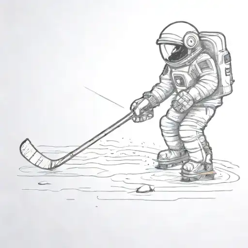 Astronaut Playing Hockey