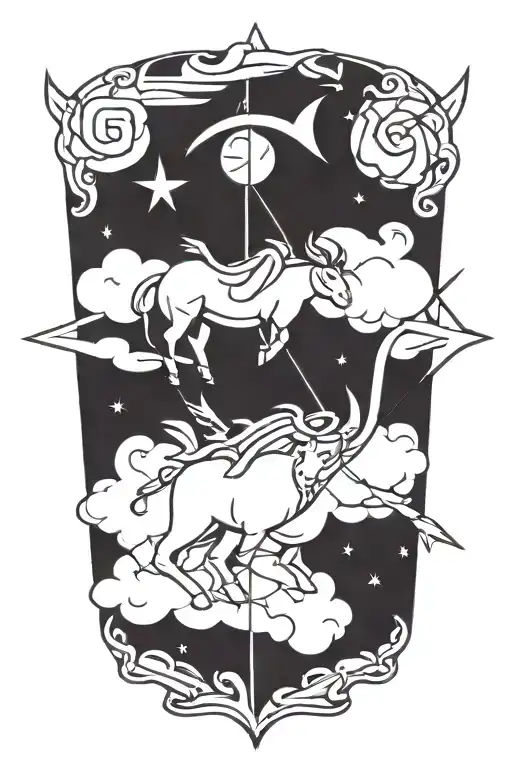 Sagittarius Arrow With Taurus Sign
