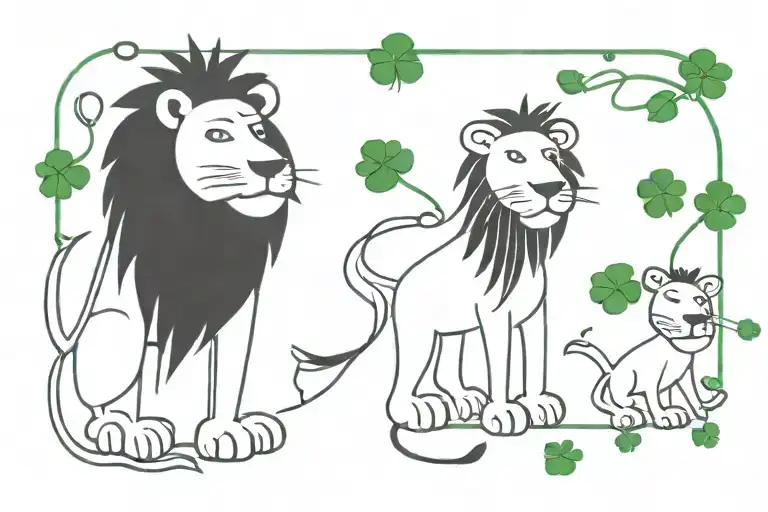 Lion Family 4 Leaf Clover