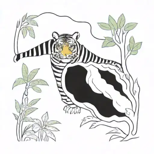 Tiger Surrounded With Jungle Scene