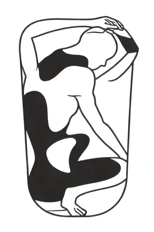 Faceless Slim Woman Silhouette Sensual Flexing