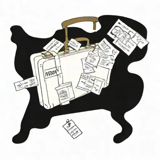 A Vintage Suitcase Covered In Travel Stamps And Books Spilling Out Of It