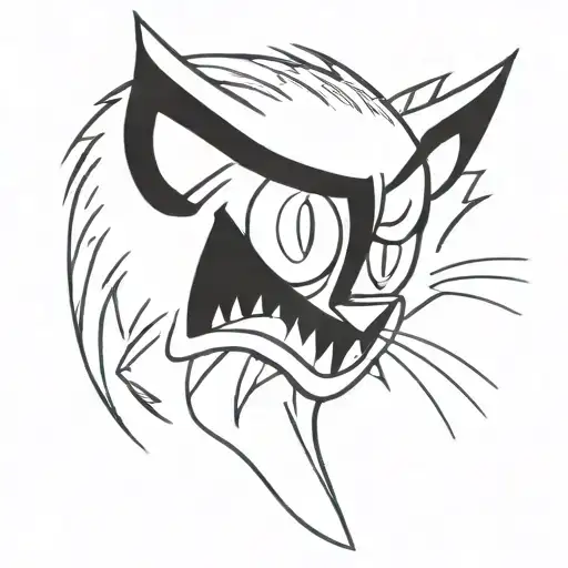 Evil Cat With Big Eyes And Sharp Teeth
