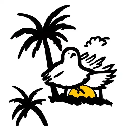 Screaming Seagull Palm Trees Sunset