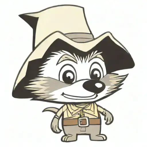 Simple Cute Racoon Dressed As Cowboy