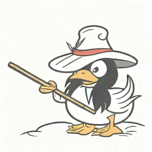 Duck With Vietnamese Hat On And Chopsticks