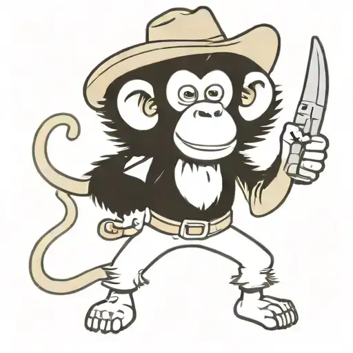 A Chimp Wearing A Cowboy Hat And Holding A Banana Like A Gun