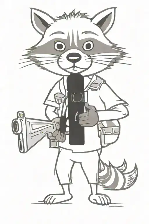 Mischievous Racoon With Gun Made