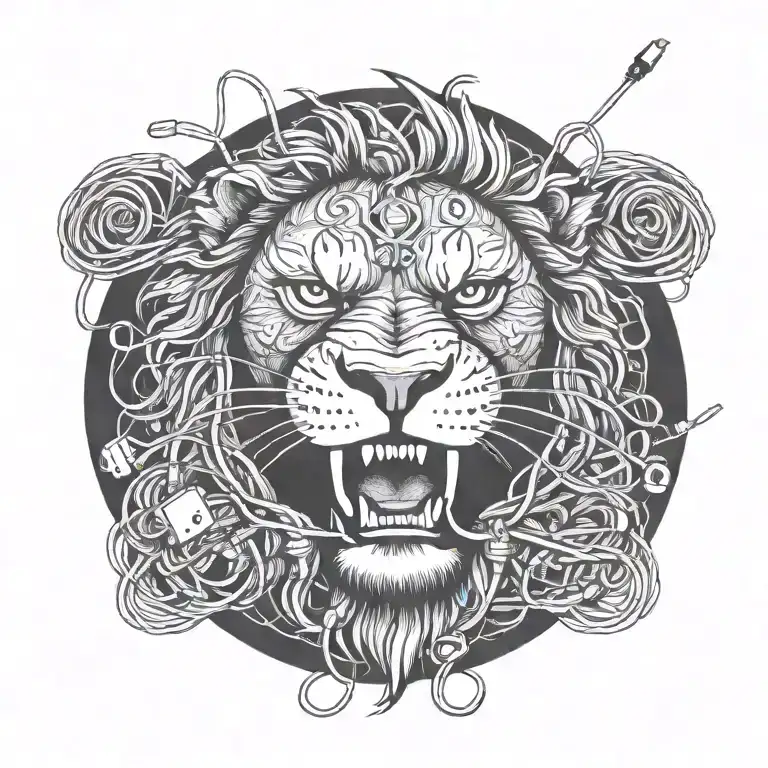 Lion Biting Extension Cord With Plugin