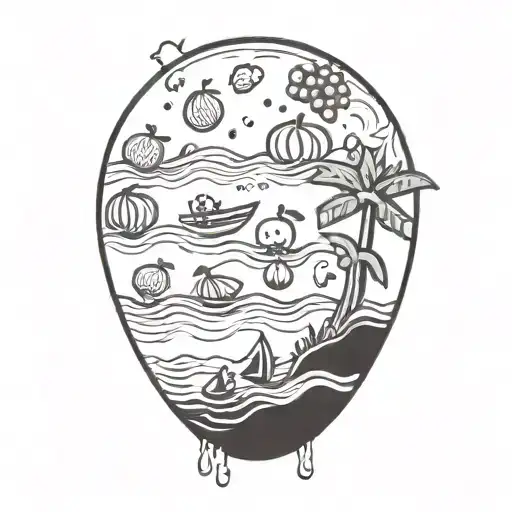 Fruit Floating In The Ocean