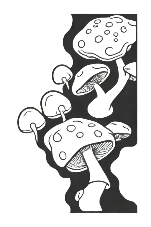 Mushrooms And Blackberries Black And White