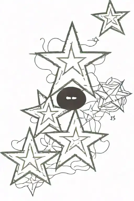 Three Embroidered Stars 3D Embroidered Tatoo Design