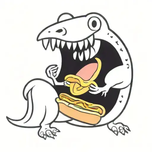 Dinosaur Eating Hot Dog