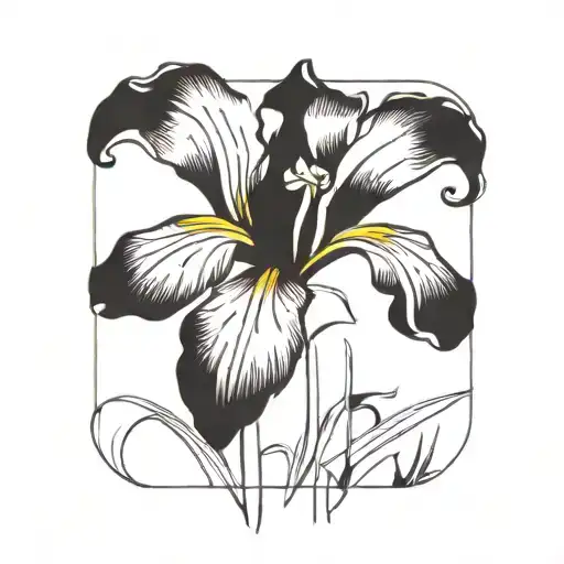 Simple Wild Iris With Stem Turns