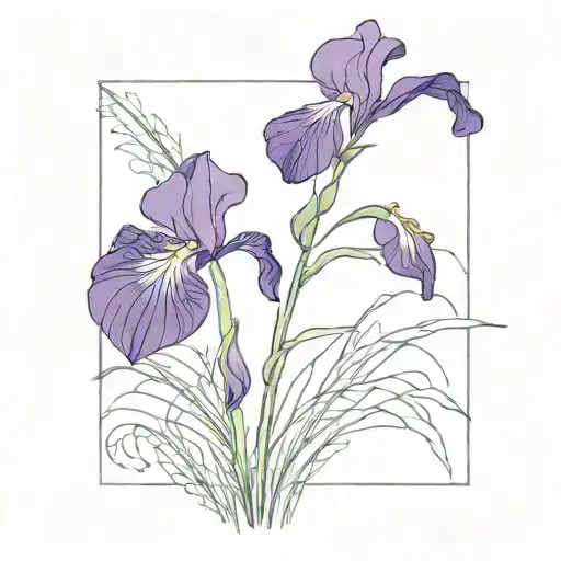 Simple Purple Wild Iris With Stem