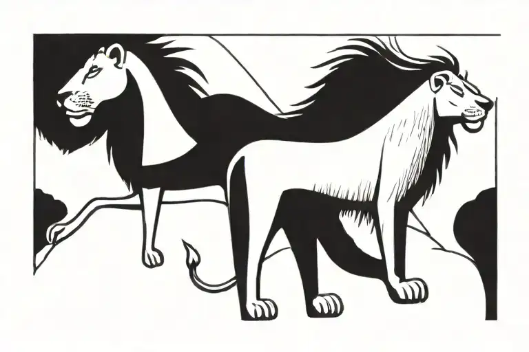 Lion Roaring And Soilder Sitting With Jesus