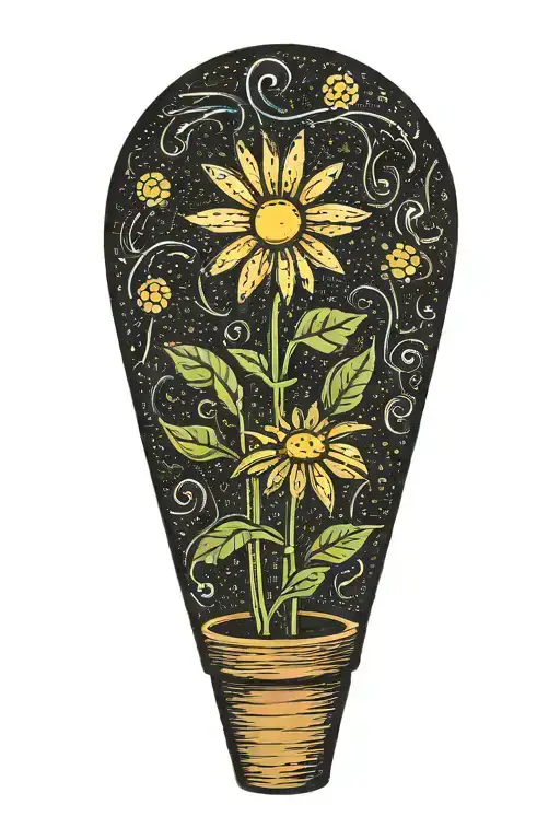 A Daisy Flower On An Elongated Stem In A Brown Pot That Smiles From The Marijuana Plant