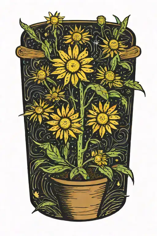 A Daisy Flower On An Elongated Stem In A Brown Pot That Smiles From The Marijuana Plant