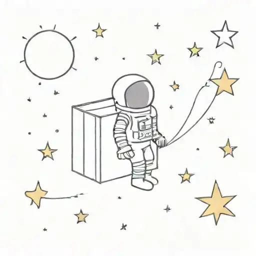 A Square Box Of Galaxy Filled With Stars And An Astronaut Stepping Out Of It